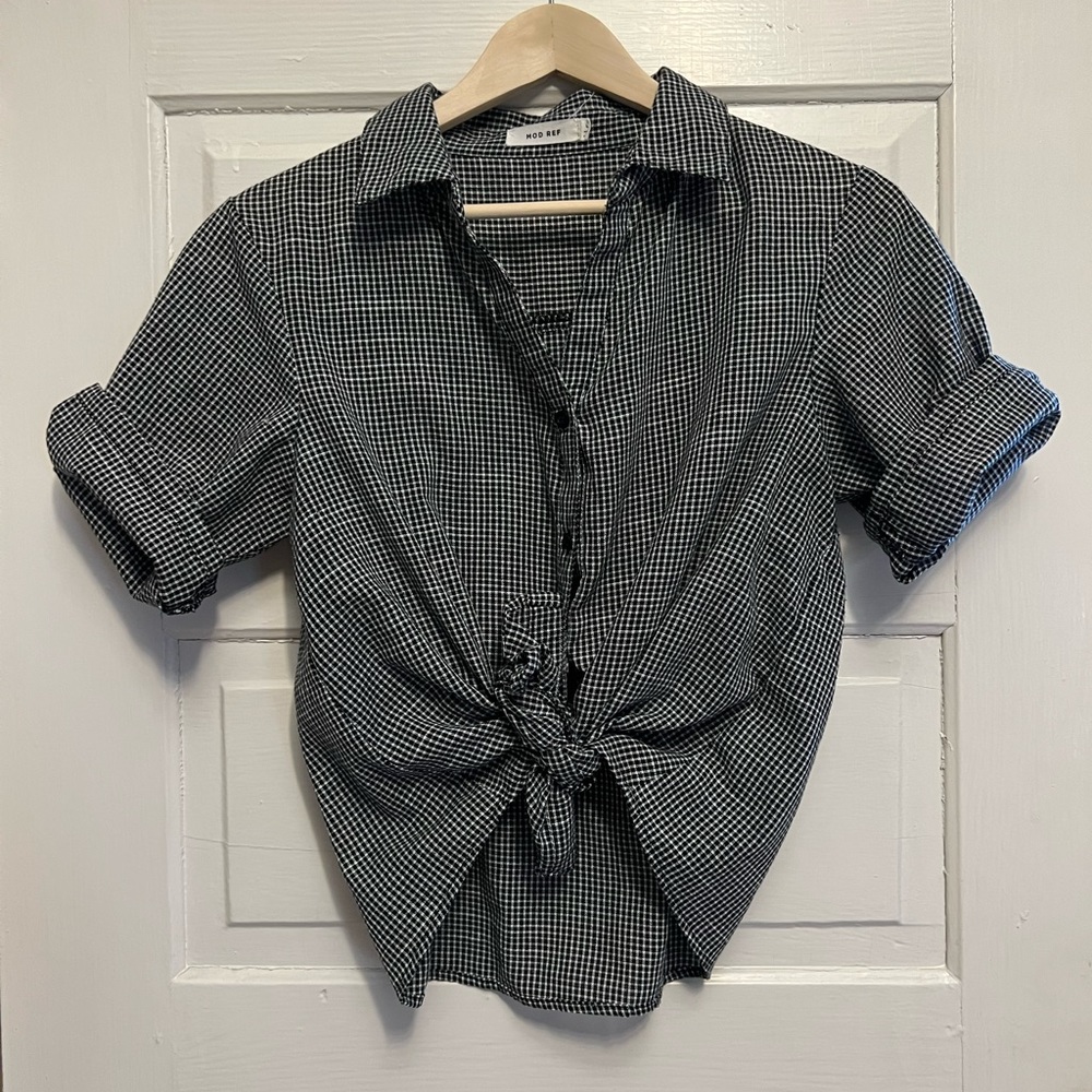 Checkered Button Up Top